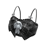 Bunny Bow Plaid Cami Top (Black)