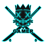 Cartoony Blue GAMER Chain Crown Rave Mask Combo