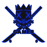 Cartoony Blue GAMER Chain Crown Rave Mask Combo