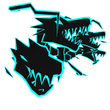 Cartoony Cyan Dragon Heads