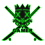 Cartoony Green GAMER Chain Crown Rave Mask Combo