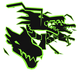Cartoony Lime Dragon Heads