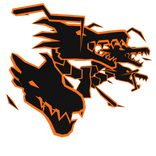 Cartoony Orange Dragon Heads