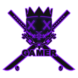 Cartoony Purple GAMER Chain Crown Rave Mask Combo