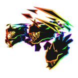 Cartoony Rainbow Flaming Dragon Heads