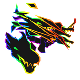 Cartoony Rainbow Flaming Dragon Heads