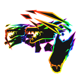 Cartoony Rainbow Flaming Dragon Heads