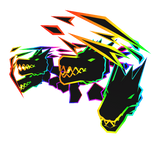 Cartoony Rainbow Flaming Dragon Heads