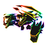 Cartoony Rainbow Flaming Dragon Heads