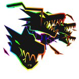 Cartoony Rainbow Lightning Dragon Heads