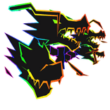 Cartoony Rainbow Lightning Dragon Heads