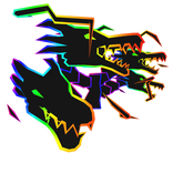 Cartoony Rainbow Lightning Dragon Heads