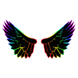 Cartoony Rainbow Outline Wings