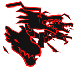 Cartoony Red Lightning Dragon Heads