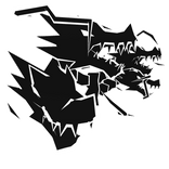 Cartoony White Lightning Dragon Heads