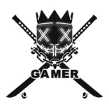 Cartoony White GAMER Chain Crown Rave Mask Combo