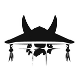 Cartoony White Samurai Hat w/ Eye Glare