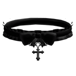† ♡ celestial gothic cross ruffled choker black