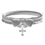 † ♡ celestial gothic cross ruffled choker white