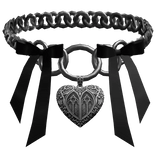 chain heart locket choker w bows black 3.0
