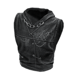 Chain Hooded Denim Tank Top (Black)