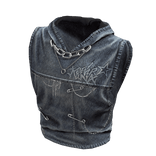 Chain Hooded Denim Tank Top (Blue)
