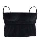 CHEAP CUTE Ruffle Lace Strap Tee Black ♡