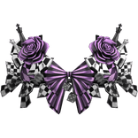 Checkered Chess Piece Corset Top Roses Pastel Blue