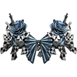 Checkered Chess Piece Corset Top Roses Pastel Blue