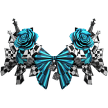 Checkered Chess Piece Corset Top w Roses in Blue