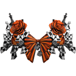 Checkered Chess Piece Corset Top w Roses in Orange