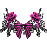 Checkered Chess Piece Corset Top w Roses in Pink