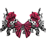 Checkered Chess Piece Corset Top w Roses in Pink