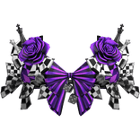 Checkered Chess Piece Corset Top w Roses in Purple