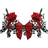 Checkered Chess Piece Corset Top w Roses in Red