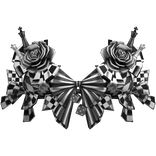 Checkered Chess Piece Corset Top w Roses in White