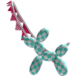 ☆ checkered teal & pink pennant balloon dog cross