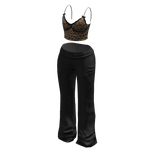 Cheetah lace cami flare set (Black)