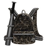 Cheetah Print Studded Backpack w/ Baseball Bat
