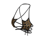 Cheetah Y2K Denim Star Cross Strap Bikini 
