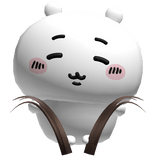 chiikawa white bear holding your hair in brown