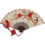 chinese red flowers folding fan
