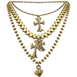 Chrome Cross Layered Gold Necklace