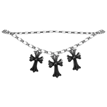 Chrome Cross Necklace (Black)