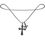 Chrome Cross Pendant Necklace Chain Jewelry Y2K