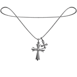 Chrome Cross Pendant Necklace Chain Jewelry Y2K
