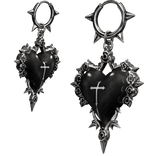Chrome Hearts Black Heart Cross Earrings