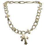 Chrome Y2K Cross Necklace (Gold)