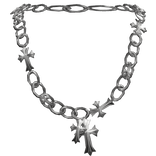 Chrome Y2K Cross Necklace (Silver)