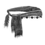 White Light Grey Emo Ornamental Waist Cloth Scarf